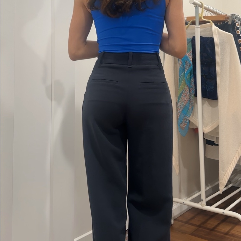 Aritzia Black High-Rise Wide-Leg Dress Pants